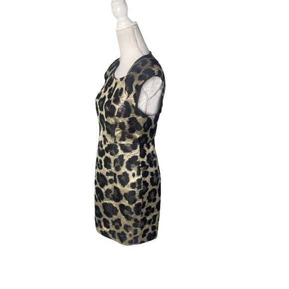 Tibi Animal Print Metallic Mini Dress Gold and Black Womens Size 6 - Picture 4 of 6